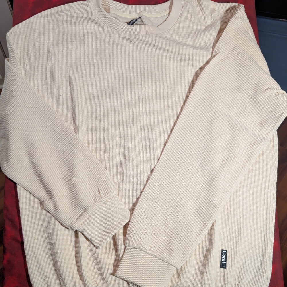 Comfirt Cream Waffle Knit Pajama Top
